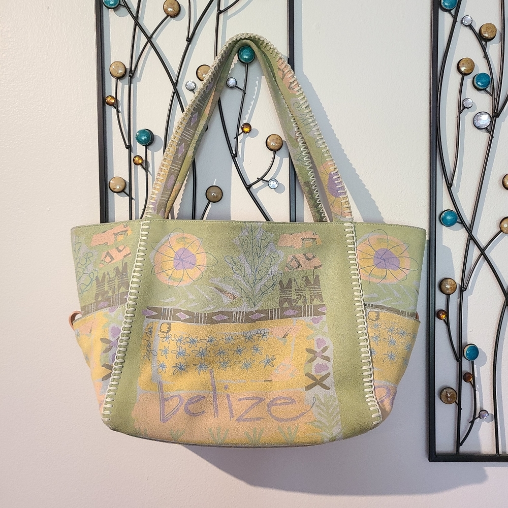 Sigrid Olsen pastel painted genuine leather tote
